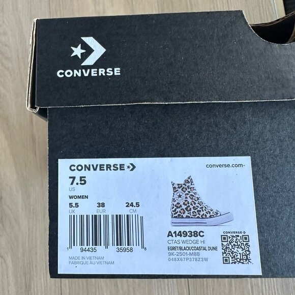 ⭐Converse Chuck Taylor Wedge Platform Leopard Sz 7.5 Women Shoes Sneaker A14938C - Picture 8 of 10